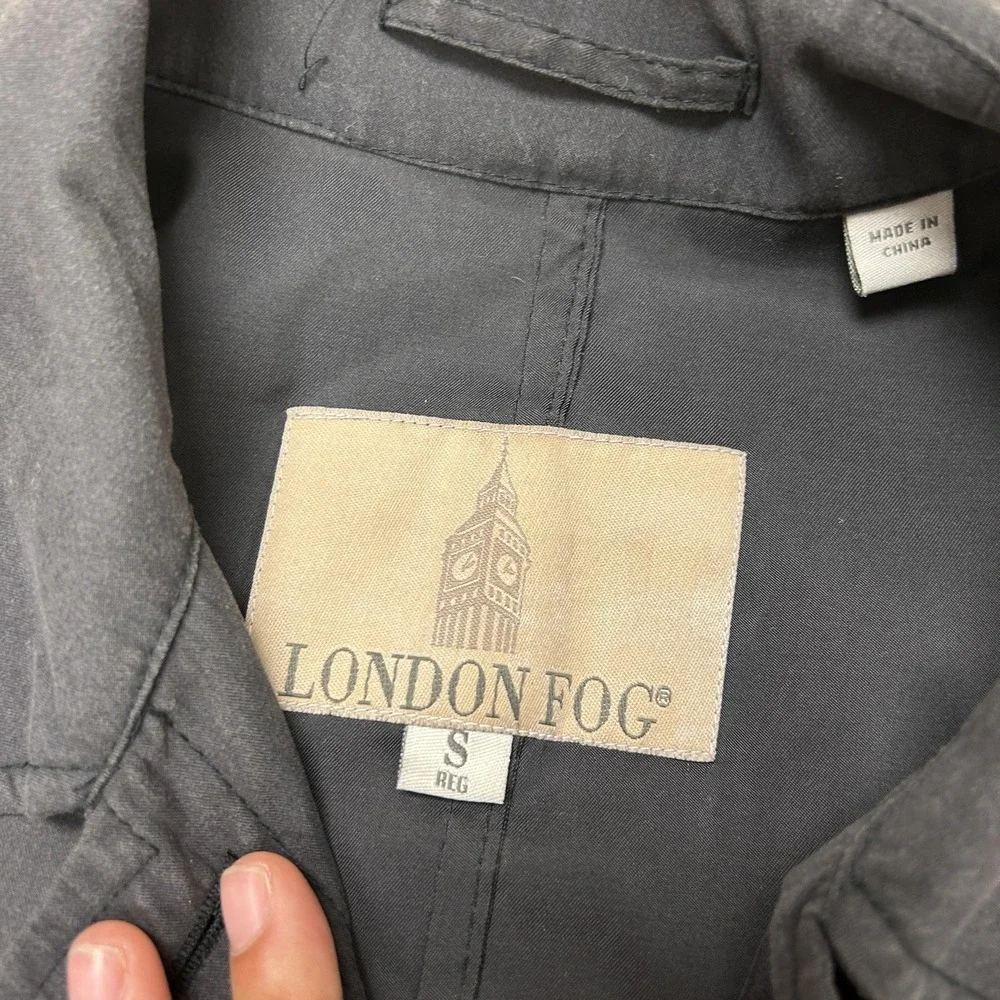 London Fog Coat Womens Small Blue Microfiber Lined Rain Button Pockets Overcoat